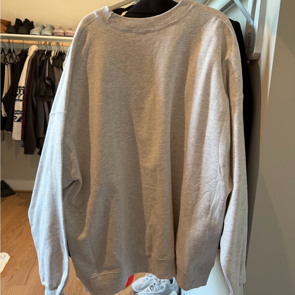 The Bar Oversized Grey Crewneck Sweater with Pink Logo XXXL NWOT - Picture 3 of 3